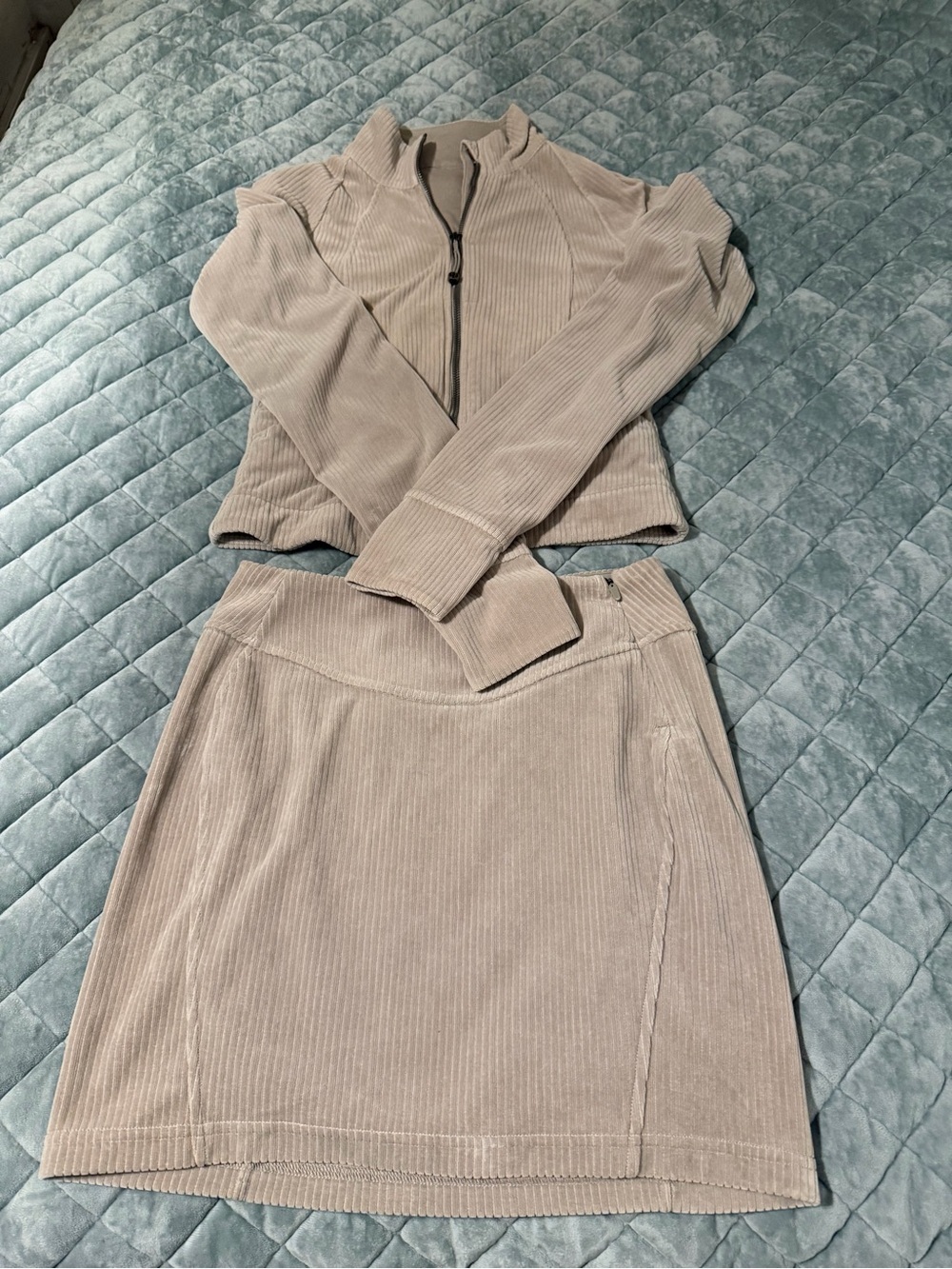 Lululemon Set! Scuba Track Jacket Velvet Cord and Skirt - size 4